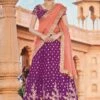 Purple Zari Embroidered Festive Lehenga In Silk -Riwaayat Store p4109lc06