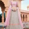 Grey Zari Embroidered Lehenga Set In Satin -Riwaayat Store p4109lc07