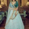 Blue Net Lehenga With Embroidered Choli And Dupatta -Riwaayat Store p4111lc01