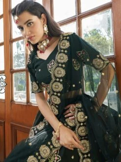 Green Lehenga Choli With Dupatta In Organza 5 Green Lehenga Choli With Dupatta In Organza -Riwaayat Store p4113lc01 1