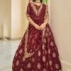 Maroon Organza Lehenga Choli With Zari Work -Riwaayat Store p4113lc05
