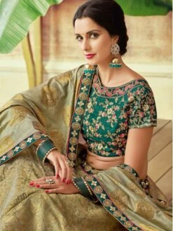 Green Zari Woven Lehenga Choli With Dupatta 5 Green Zari Woven Lehenga Choli With Dupatta -Riwaayat Store p4114lc07 1