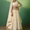 White Sequins Embroidered Festive Lehenga With Dupatta -Riwaayat Store p4116lc02
