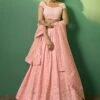 Pink Bridesmaid Georgette Lehenga With Heavy Embroidery
