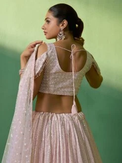 Off White Mirror Embroidered Bridesmaid Lehenga Set 7 Off White Mirror Embroidered Bridesmaid Lehenga Set -Riwaayat Store p4116lc08 2