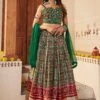 Green Silk Lengha Choli With Printed Work -Riwaayat Store p4117lc05