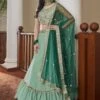 Green Zari Embellished Lehenga Choli In Frill Style -Riwaayat Store p4118lc04