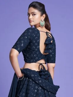 Blue Thread Work Lehenga Choli In Georgette -Riwaayat Store p4119lc04 2