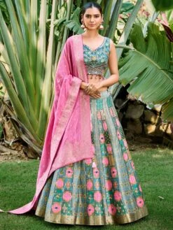 Multicolor Dola Silk Lehenga Choli With Dupatta