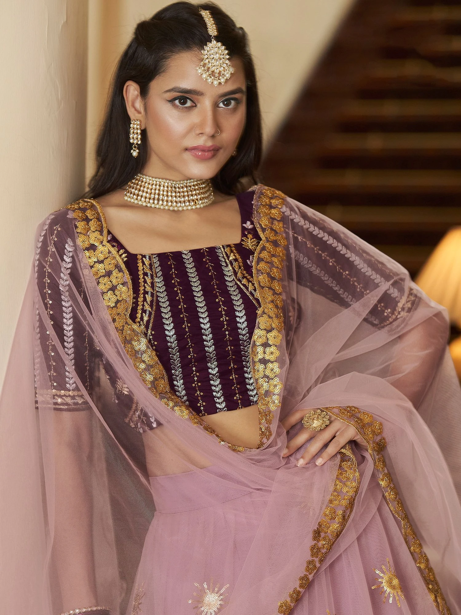 Purple Festive Lehenga Choli In Net With Dupatta 4 Purple Festive Lehenga Choli In Net With Dupatta - Image 2