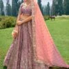 Dusty Pink Zari Embroidered Silk Lehenaga Choli -Riwaayat Store p4125lc03