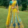 Yellow Stone Work Lehenga Choli In Silk -Riwaayat Store p4125lc11