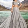 Grey Floral Designed Organza Lehenga Choli -Riwaayat Store p4126lc05