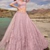 Pink Bridesmaid Net Lehenga In Floral Design -Riwaayat Store p4126lc10