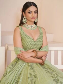 Green Thread Work Georgette Lehenga Choli -Riwaayat Store p4131lc02 1