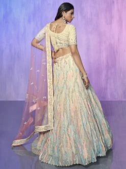 Cream Georgette Lehenga Choli With Sequins Embroidery -Riwaayat Store p4132lc01 2