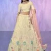 Cream Bridesmaid Wear Net Lehenga Choli -Riwaayat Store p4132lc04