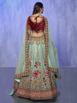 Mint Green Sequined Lehenga With Velvet Choli 7 Mint Green Sequined Lehenga With Velvet Choli -Riwaayat Store p4132lc07 2