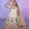 Off White Floral Designer Lehenga With Velvet Choli