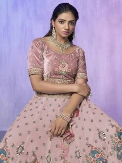 Dusty Pink Georgette Lehenga Choli In Thread Work -Riwaayat Store p4132lc15 1