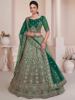 Green Zari Work Augmented Net Lehenga Choli -Riwaayat Store p4135lc02 1
