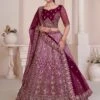 Maroon Bridal Lehenga Choli In Net With Zari Work -Riwaayat Store p4135lc03