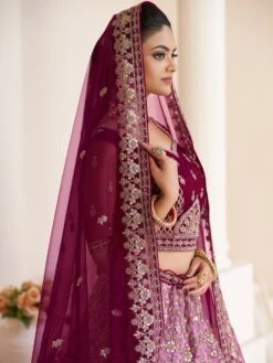 Magenta Pink Wedding Lehenga Choli In Zari Embroidery -Riwaayat Store p4135lc03 1 2 1