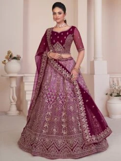Magenta Pink Wedding Lehenga Choli In Zari Embroidery