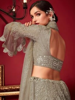 Beige Floral Stone Embroidered Lehenga Choli In Net -Riwaayat Store p4139lc02 2