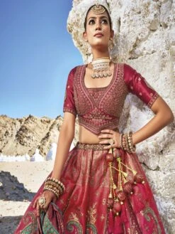 Pink Bridal Lehenga With Designer Choli In Banarasi Silk -Riwaayat Store p4143lc04 1 1