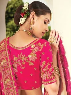 Magenta Pink Banarasi Silk Lehenga Choli In Zari Weaving -Riwaayat Store p4144lc01 2 3