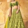 Green Printed Thread Embroidered Silk Lehenga Choli -Riwaayat Store p4144lc07 3