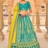 Teal Blue Thread Embroidered Lehenga In Banarasi Silk -Riwaayat Store p4144lc10 3