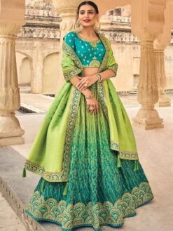 Green Shaded Lehenga Choli In Gota Patti Work