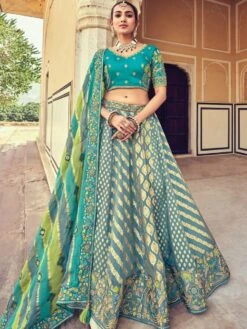 Blue Wedding Lehenga Choli In Banarasi Silk In Zari