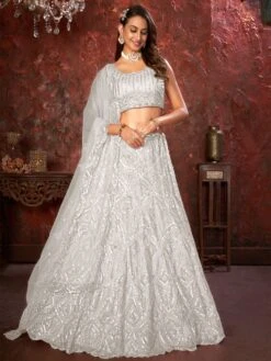 White Sequins Augmented Designer Lehenga Choli