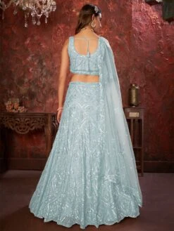 Blue Party Sequin Embroidered Net Lehenga With Choli -Riwaayat Store p4245lc02 2