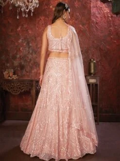 Peach Thread Work Bridesmaid Lehenga Choli In Net -Riwaayat Store p4245lc04 2