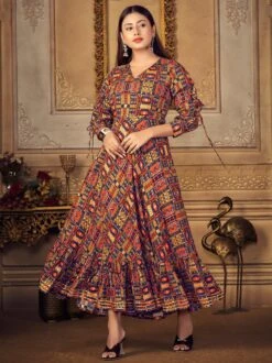 Multicolor Tiered Dress In Rayon