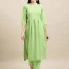 Green Festive Resham Embroidered Gathered Kurti -Riwaayat Store p5009in07