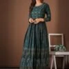 Green Printed Cotton Kurta -Riwaayat Store p5010in03