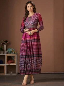 Pink Party Wear Kurti In Cotton