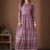 Purple Party Wear Kurti With Embroidery