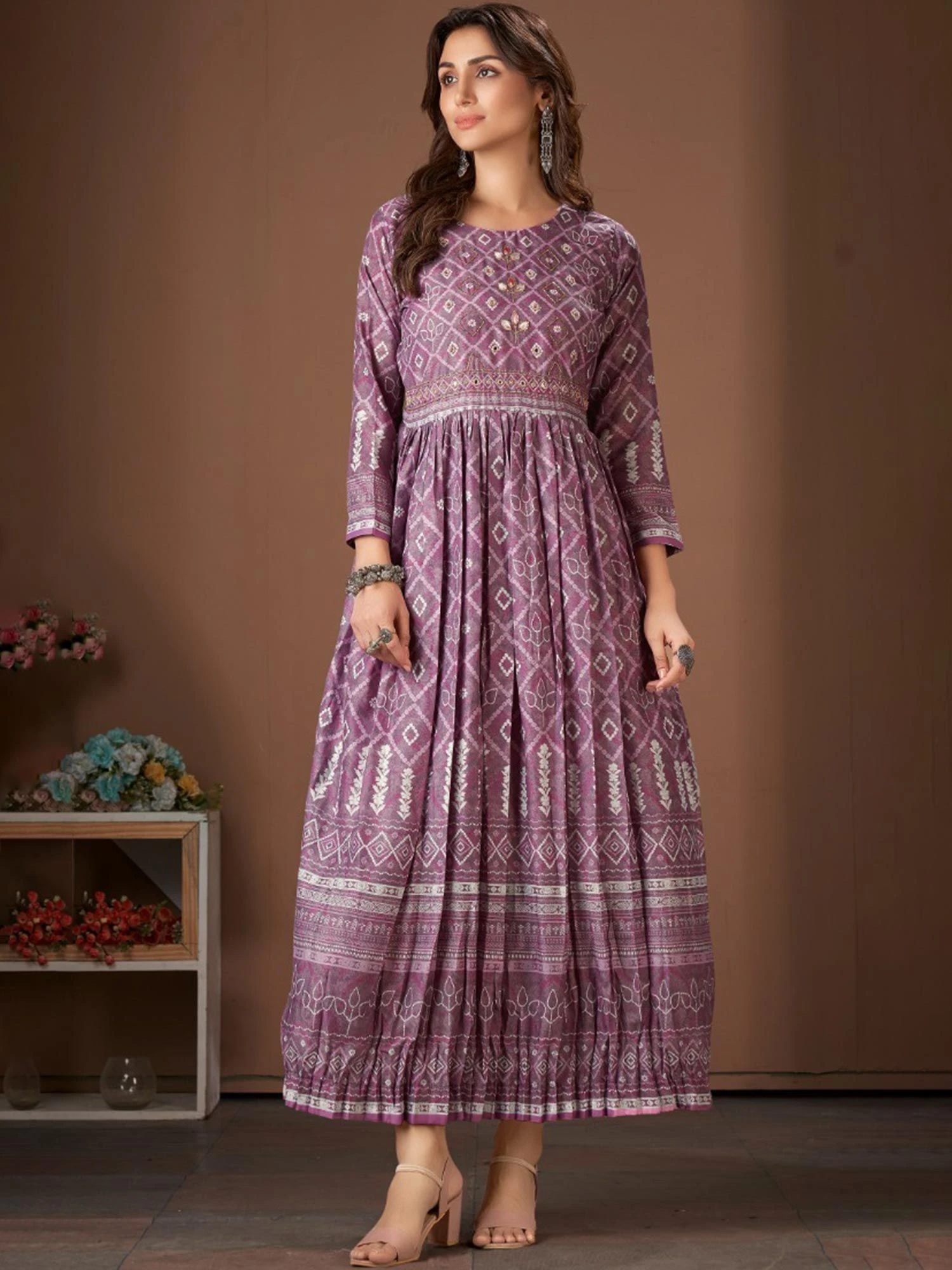 Purple Party Wear Kurti With Embroidery 3 Purple Party Wear Kurti With Embroidery