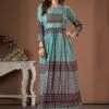 Blue Printed Party Wear Kurti In Cotton -Riwaayat Store p5010in09