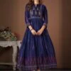 Blue Flared Party Wear Kurti In Cotton -Riwaayat Store p5010in11