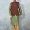 Green Colour Poly Silk Kurta Pajama Jacket. -Riwaayat Store pcj134
