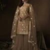 Beige Colour Soft Net Party Wear Sharara Salwar Suit. -Riwaayat Store prc1038