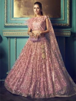 Net Fabric Lehenga Choli In Purple Colour.