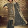 Grey Colour Net Sharara Salwar Kameez. -Riwaayat Store prc1138